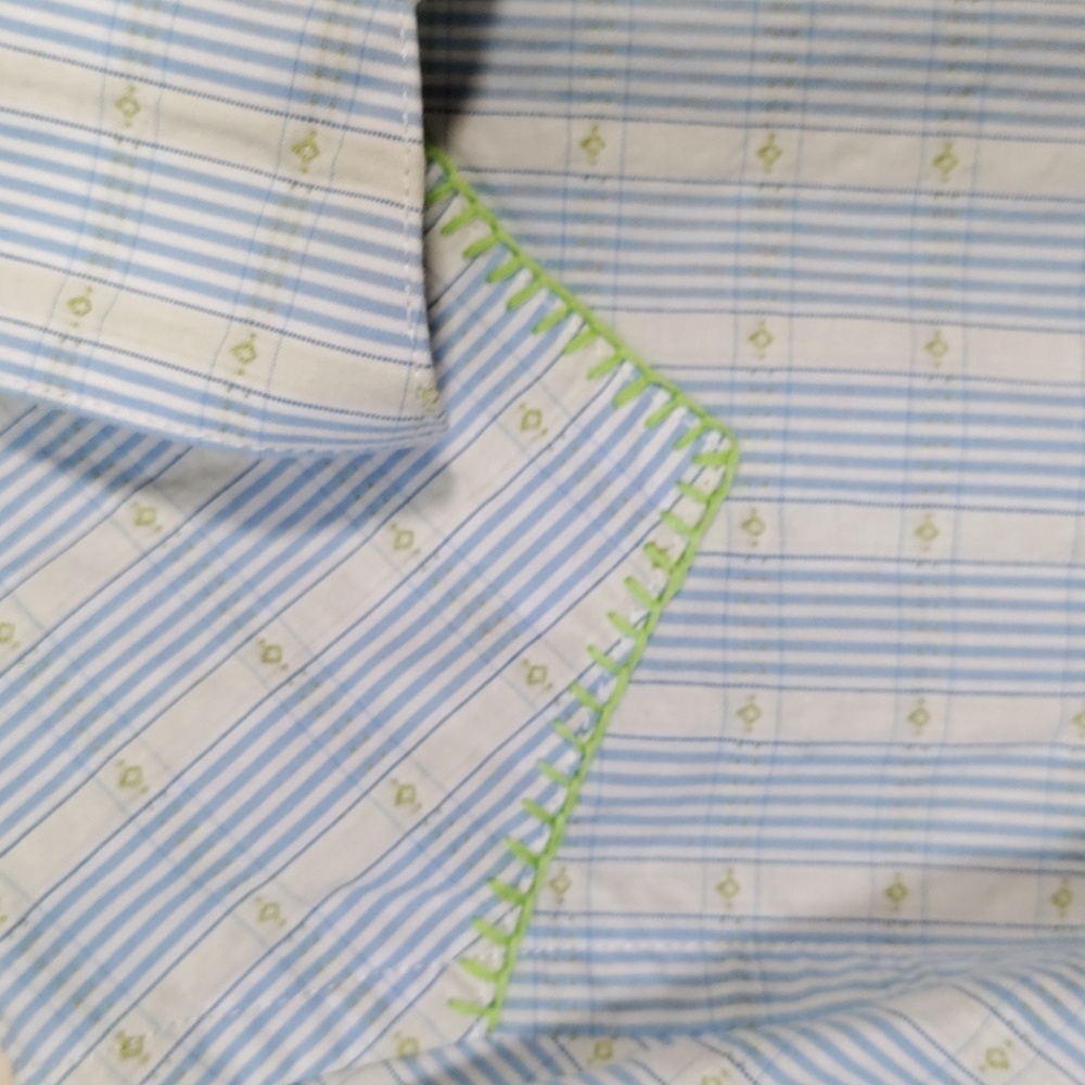 6173 Panhandle Slim Rough Stock lt blue & green Western shirt M - Picture 4 of 15